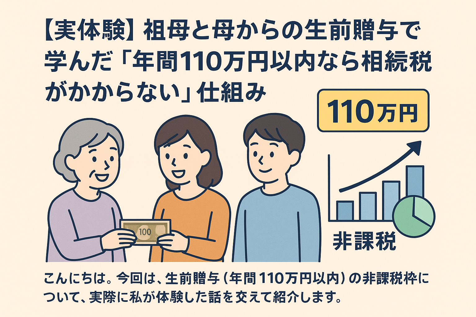 実体験】祖母と母からの生前贈与で学んだ「年間110万円以内なら相続税がかからない」仕組み